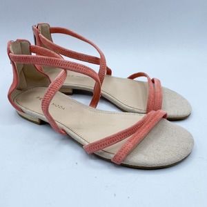 Pelle Moda Barnes Strappy Leather Sandals Size 6.5M Light Coral Pink Flats